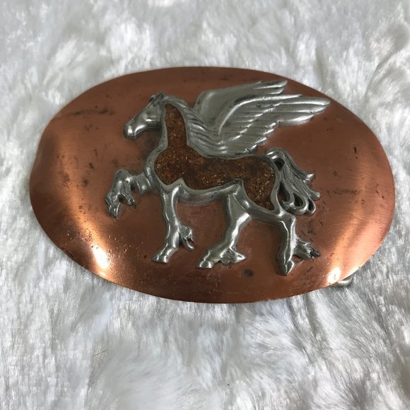 Vintage nickel silver bell belt buckle copper main image 5